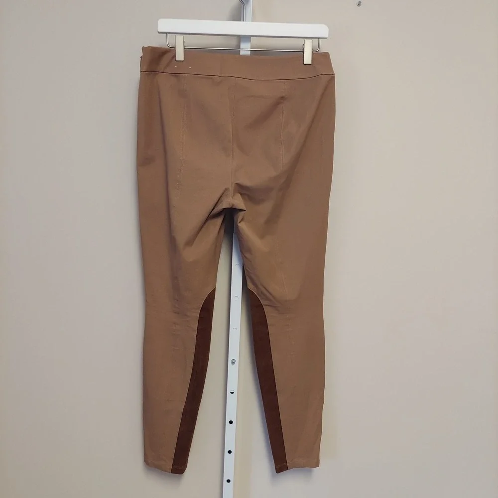 WHBM Tan Equestrian Riding Style Leggings Suede Patch Old Money  Preppy Academia